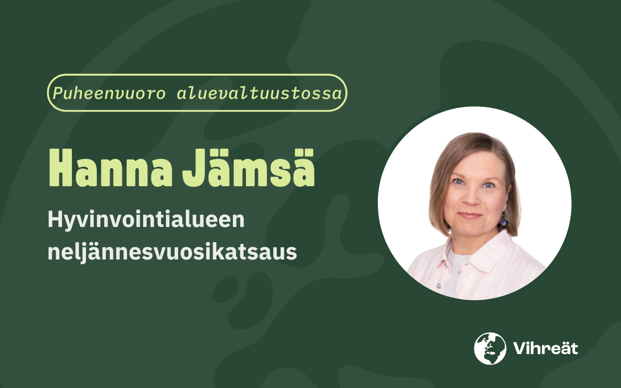 Hanna Jämsän puheenvuoro aluevaltuuston kokouksessa hyvinvointialueen neljännesvuosikatsauksesta 4.11.2025
